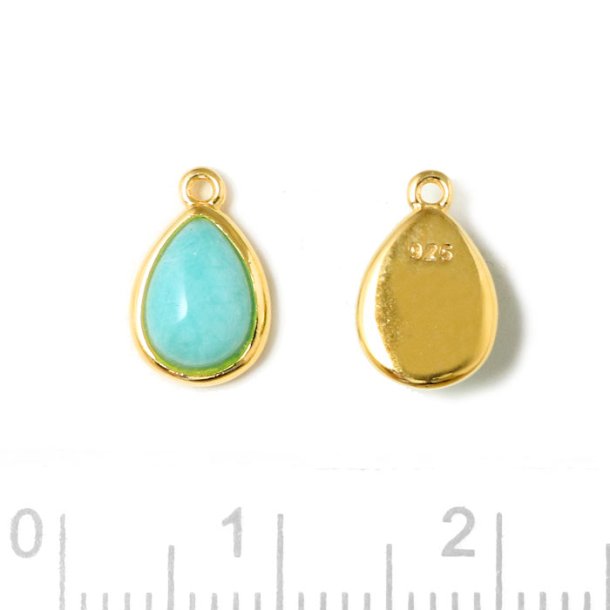 Pendant with Amazonite, gold plated silver, 10x6.5mm, 1pcs