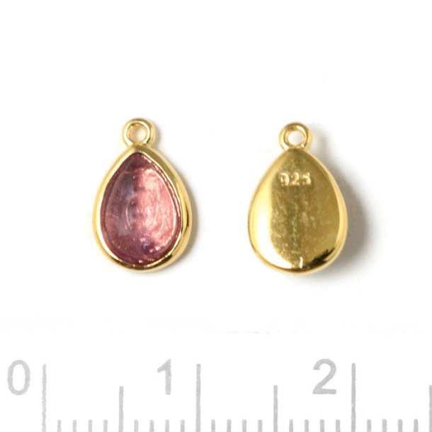 Pendant with Amethyst, gold plated silver, 10x6.5mm, 1pcs