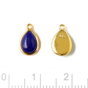 Anhnger mit Tropfen aus blauem Lapislazuli, vergoldetes Silber, 10x6,5 mm, 1 Stk