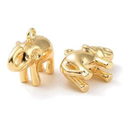 Elefanten-Anhnger, stark vergoldetes Messing, 11x15x6 mm, Loch 1,2 mm, 2 Stck