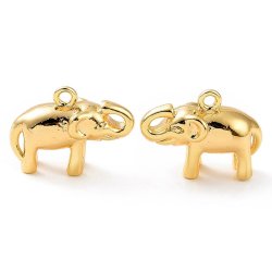 Elefanten-Anhnger, stark vergoldetes Messing, 11x15x6 mm, Loch 1,2 mm, 2 Stck
