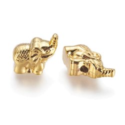 Elefant, Perle, vergoldetes Messing, 12x6x11 mm, Loch 1,8 mm, 4 Stk.