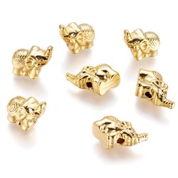 Elefant, Perle, vergoldetes Messing, 12x6x11 mm, Loch 1,8 mm, 4 Stk.
