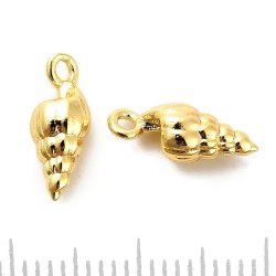 Spiralmuschel, kleiner Anh&auml;nger, stark vergoldetes Messing, 11,5x5x4 mm, Loch 1,4 mm, 2 Stck