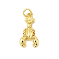 Lobster clasp with eyelet, 18k gold-plated brass, 20.5x10.5 mm, 1 pcs