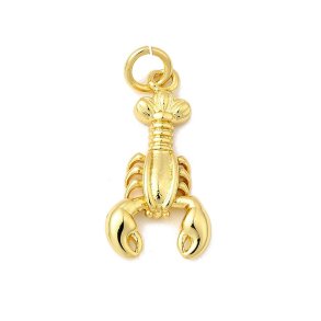 Lobster clasp with eyelet, 18k gold-plated brass, 20.5x10.5 mm, 1 pcs