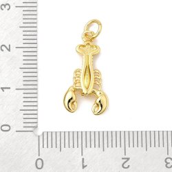 Lobster clasp with eyelet, 18k gold-plated brass, 20.5x10.5 mm, 1 pcs