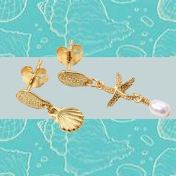 Ohrstecker, fein gehmmert, flach mit Loch, 8x5 mm, vergoldetes Silber, 2 Stck.