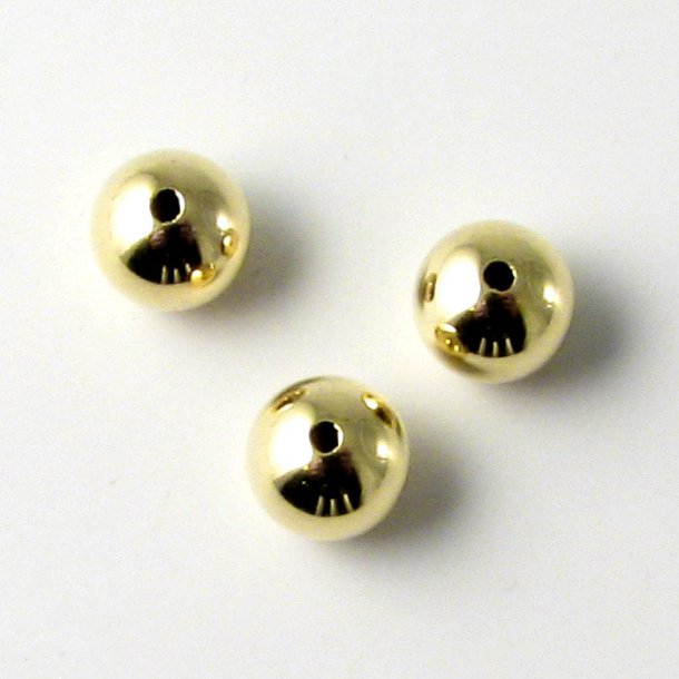 Gilded bead, cool yellow dubl, through-drilled, 12mm, 1pc.