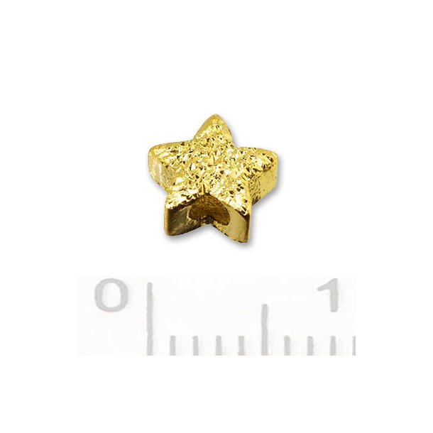 Gilded silver bead, small star with glittering sides, 5x2,2mm, 2pcs.