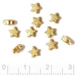 Vergoldetes Silber, kleine Sterne mit glitzernden Seiten, 5x2,2mm, 2 Stk