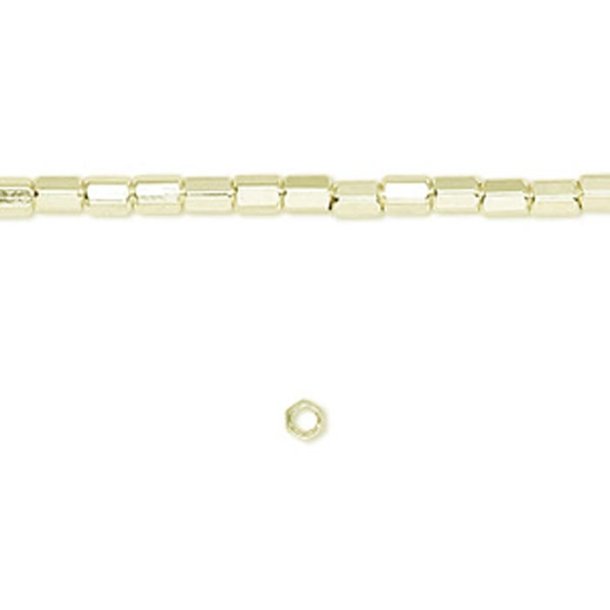 Hexagon tube, brass, softened corners, 4x3mm, 60pcs