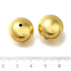 Groe Perle, hohl, Messing vergoldet, Durchmesser 18 mm, 4 Stck