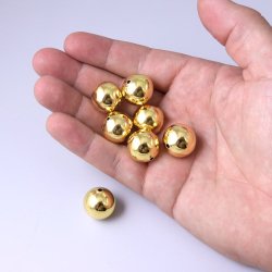 Groe Perle, hohl, Messing vergoldet, Durchmesser 18 mm, 4 Stck