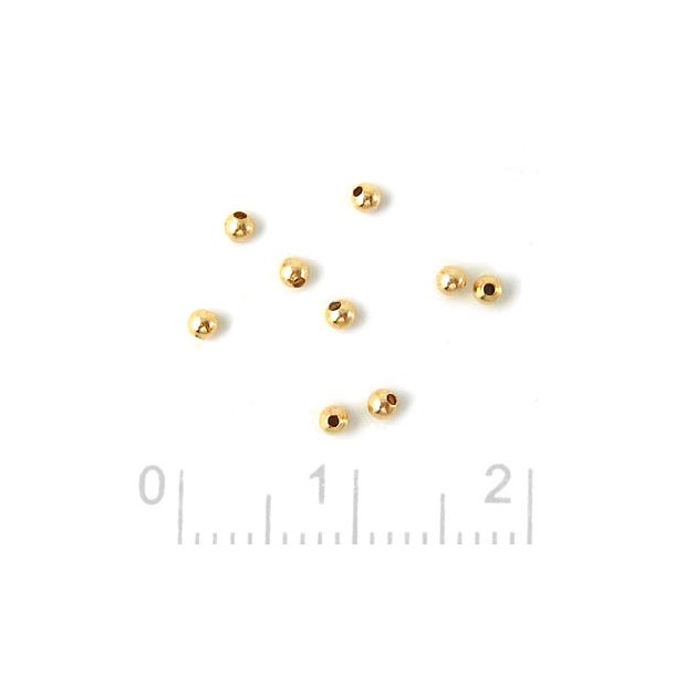 Vergoldete Perle, (Doubl), durchbohrt, 2 mm, 6 Stk.