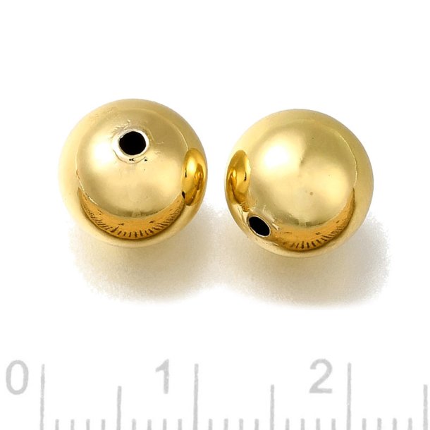 Perle, hohl, Messing vergoldet, Durchmesser 10 mm, ca. 30 Stck