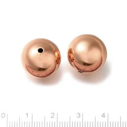 Groe Perle, hohl, Messing rosa-vergoldet, Durchmesser 16 mm, 4 Stck