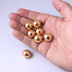 Groe Perle, hohl, Messing rosa-vergoldet, Durchmesser 16 mm, 4 Stck