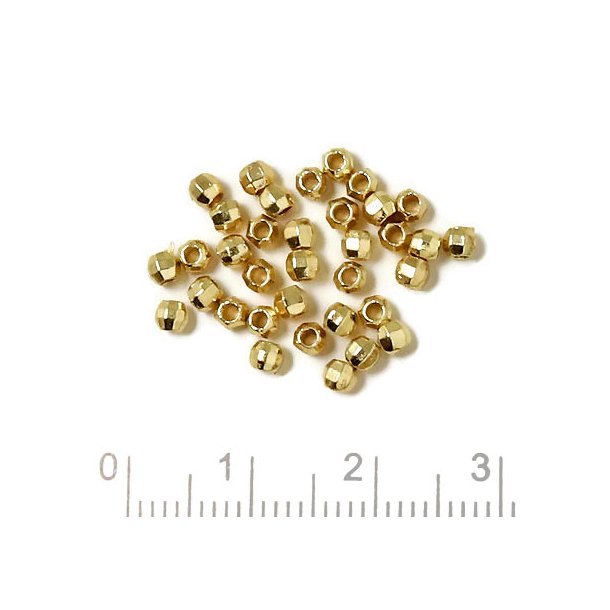 disco ball bead, faceted, gilded brass, diameter 2.5x3mm, 48pcs.