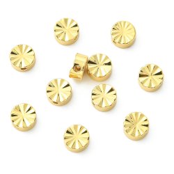 Flache, runde, facettierte Perle, 18K vergoldetes Messing, 5x3 mm, 6 Stck