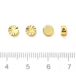 Flache, runde, facettierte Perle, 18K vergoldetes Messing, 5x3 mm, 6 Stck