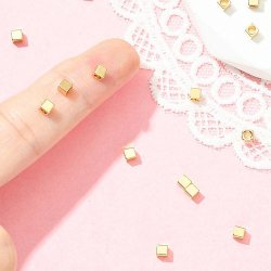 Quadratische kubische Perle, 18 Karat vergoldetes Messing, 3x3x3 mm, 10 Stck