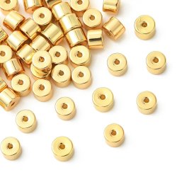 Cylinderformet perle, 18K forgyldt messing, 4x4x3 mm, 6 stk.