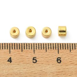 Cylinderformet perle, 18K forgyldt messing, 4x4x3 mm, 6 stk.