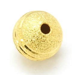 Vergoldetes Messing, Stardustperlen, mit Streifen, 10 mm, 2 Stk.