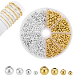 Perlenmix in Schachtel, versilbertes und vergoldetes Messing, 4 Gr��en-Box