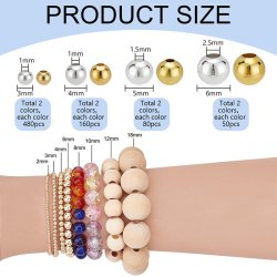 Perlenmix in Schachtel, versilbertes und vergoldetes Messing, 4 Gr��en-Box