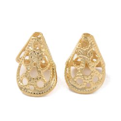 Cone bead caps, small style, 18K gold-plated brass, 12x11 mm, 6 pcs