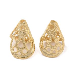 Cone bead caps, small style, 18K gold-plated brass, 12x11 mm, 6 pcs