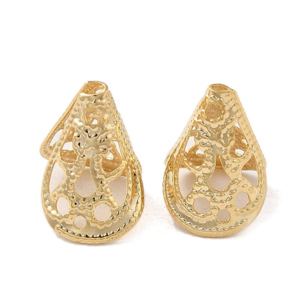 Cone bead caps, small style, 18K gold-plated brass, 12x11 mm, 6 pcs