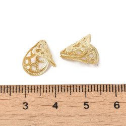 Cone bead caps, small style, 18K gold-plated brass, 12x11 mm, 6 pcs