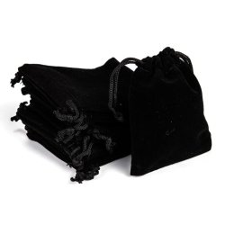 Schmuckbeutel, schwarz, Samt, 90x70 mm, 10 Stk.