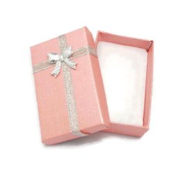 Geschenkschachtel f&uuml;r Schmuck, rosa mit silberfarbener Schleife, 80x50x27mm, 2 stk.