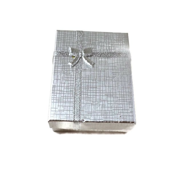 Gift box, silver with silver bow, 80x50x20mm, 2pcs.