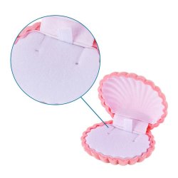 Geschenkbox fr Ohrringe und Ohrstecker, Muschel, rosa mit Velourseinlage, 60x50x30 mm, 1 Stck