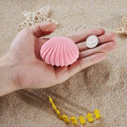 Geschenkbox fr Ohrringe und Ohrstecker, Muschel, rosa mit Velourseinlage, 60x50x30 mm, 1 Stck