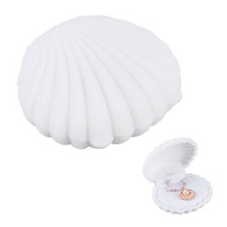 Geschenkbox fr Ohrringe und Ohrstecker, Muschel, wei, 60x50 mm, 1 Stck
