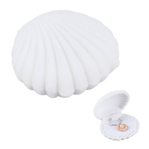 Gift box for earrings and studs, shell, white with velour inlay, 60x50 mm, 1 pc