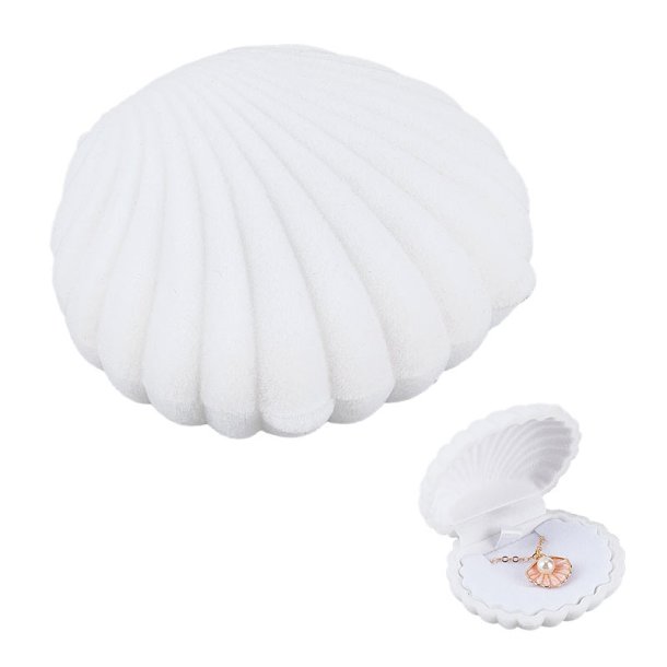 Gift box for earrings and studs, shell, white with velour inlay, 60x50 mm, 1 pc