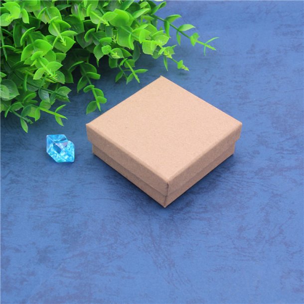 Schmuckschachtel aus braunem Karton, 70x70x26 mm, 2 St�ck