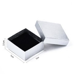 Schmuckgeschenkbox, silber mit schwarzer Velourseinlage, 70x70x30 mm, 2 Stk
