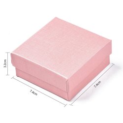 Schmuckgeschenkbox, rosa mit schwarzem Samteinsatz, 70x70x30 mm, 2 Stk.