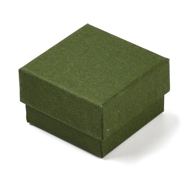 Schmuckschachtel, dunkelolivgr�nes Karton, 51x51x32 mm, 2 St�ck
