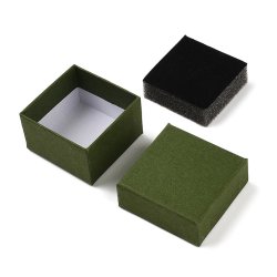Schmuckschachtel, dunkelolivgr�nes Karton, 51x51x32 mm, 2 St�ck