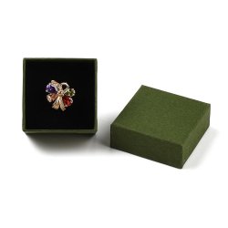 Schmuckschachtel, dunkelolivgr�nes Karton, 51x51x32 mm, 2 St�ck
