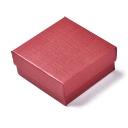 Schmuckgeschenkbox, rot mit schwarzem Samteinsatz, 70x70x30 mm, 2 Stk.